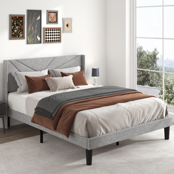 Bed frame with Upholstered Wingback Headboard